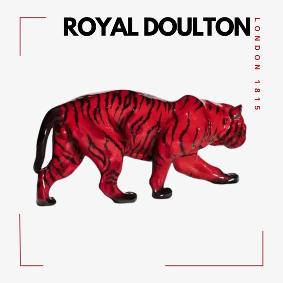 ROYAL DOULTON ENGLAND Flambé Stalking Tiger - Picture 5 of 9